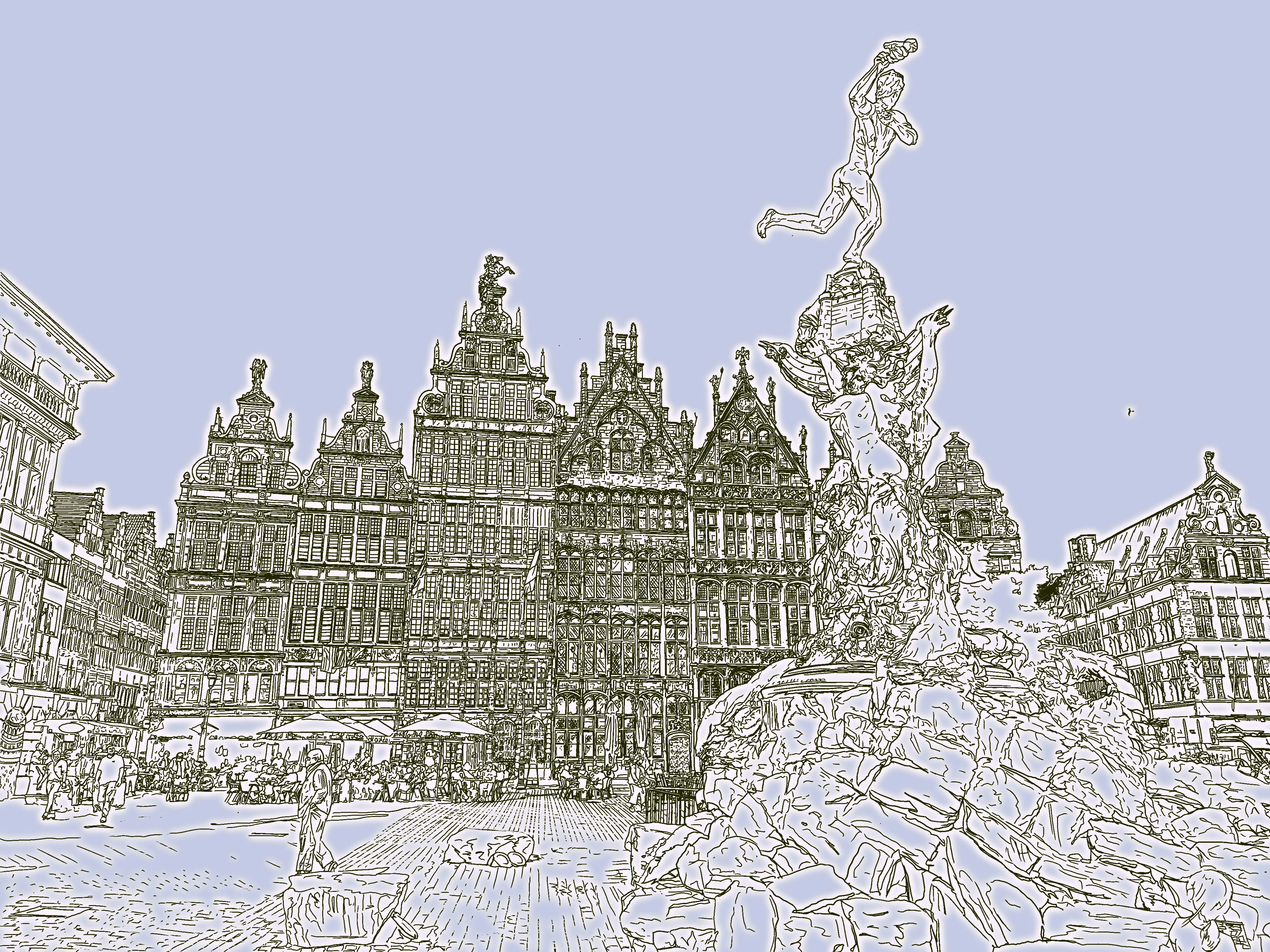 Digital drawing of Antwerp